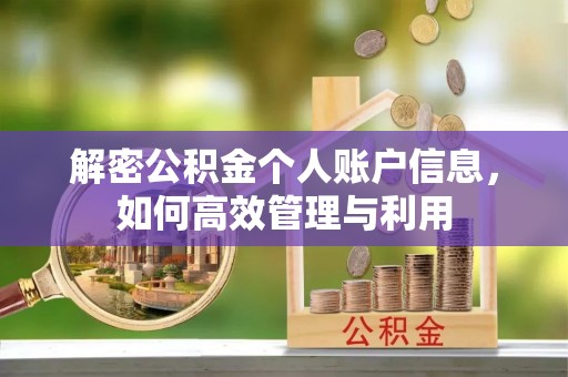宣化解密公积金个人账户信息，如何高效管理与利用